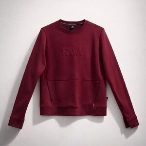 Ryderwear Mens RW Embossed Logo Crewneck Sweatshirt Burgundy Zipper Pocket Small